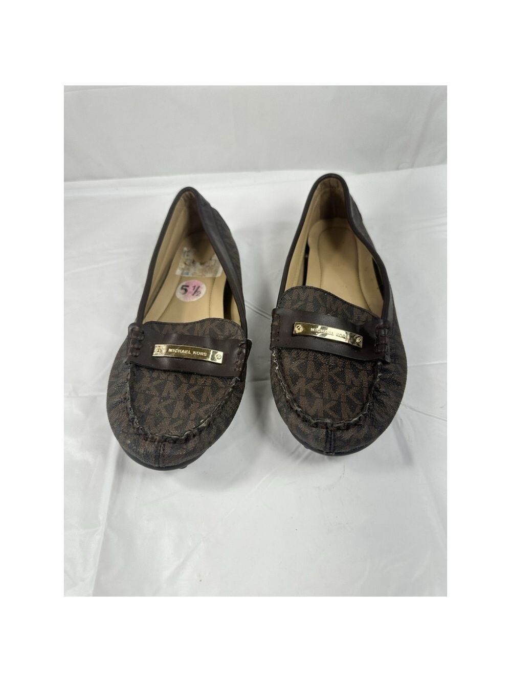 Michael Kors Everett Loafer 5.5 Women Brown Signature Logo Slip-On Shoes